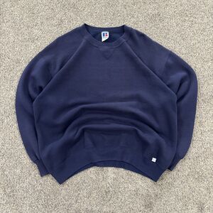 Vintage 90s Russell Athletic Navy Crewneck Sweatshirt XXL USA Made